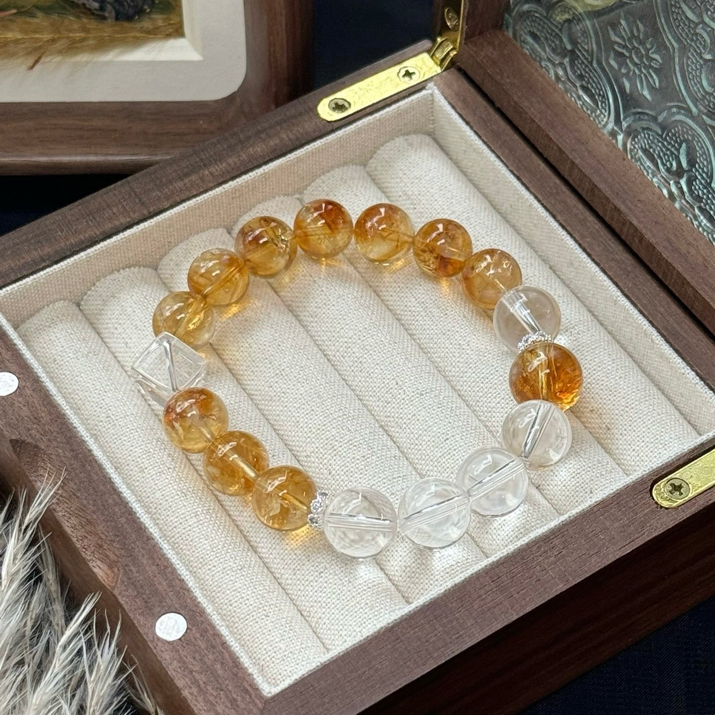 Citrine and Clear Quartz Bracelet