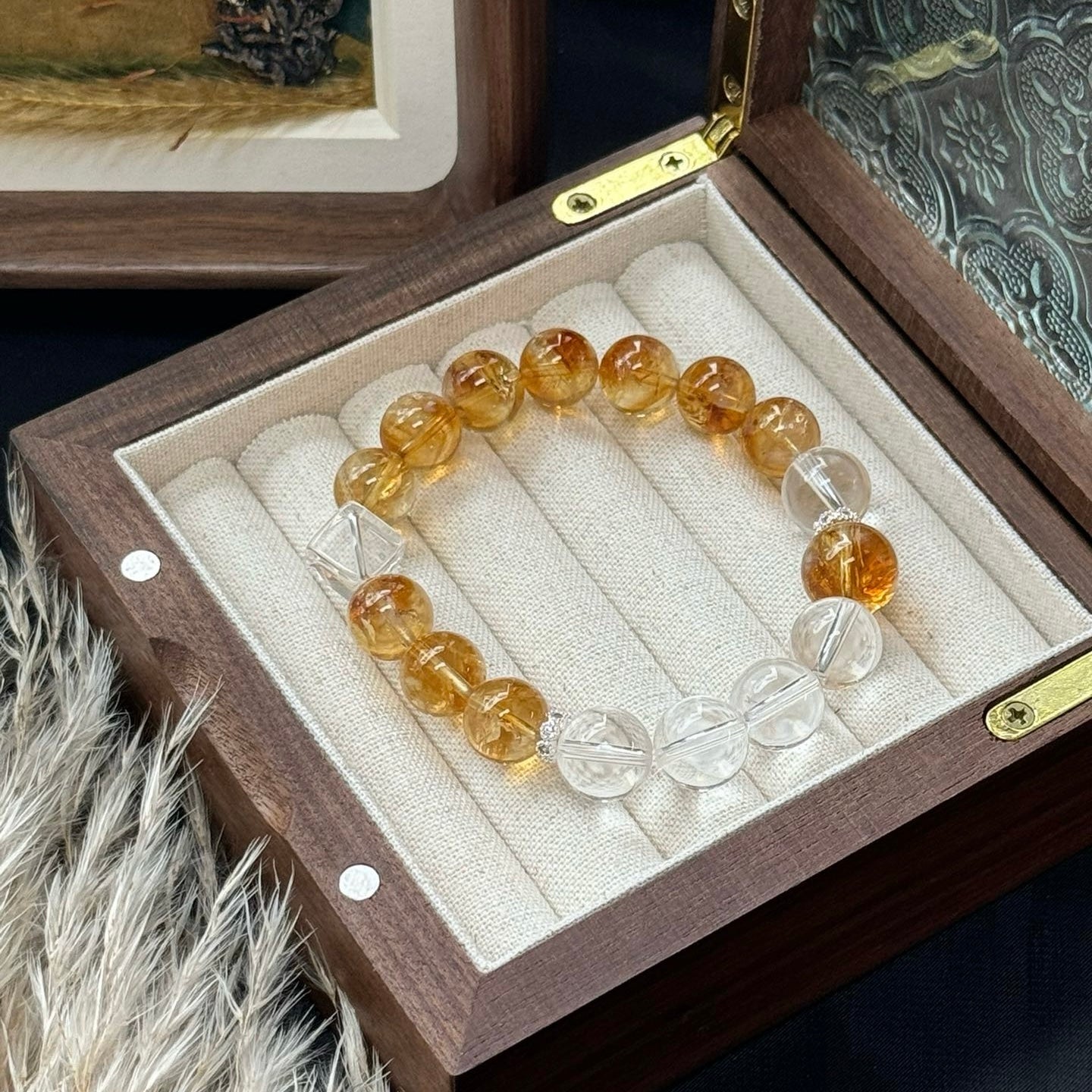 Citrine and Clear Quartz Bracelet