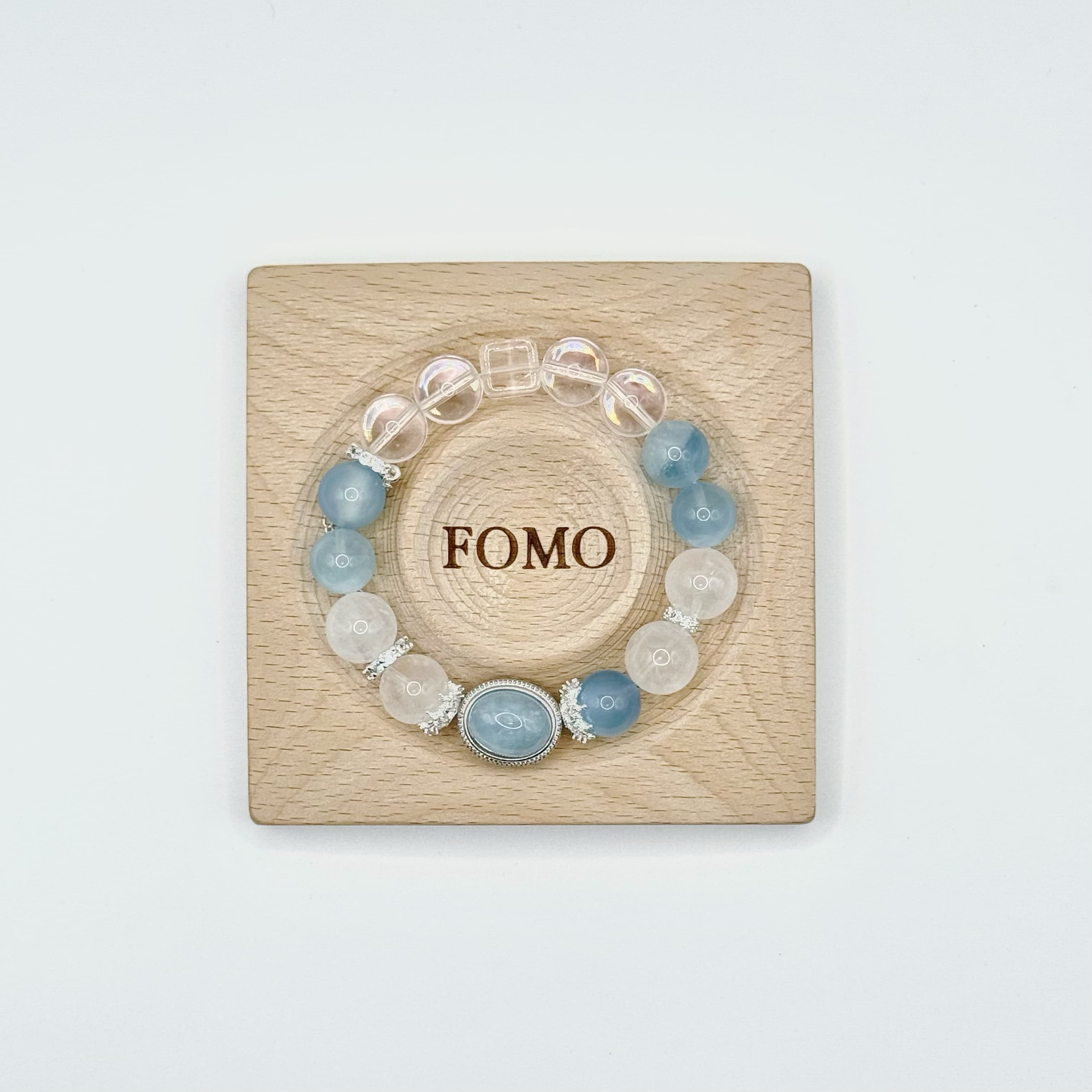 Aquamarine and Phantom Quartz Bracelet with Clear Quartz