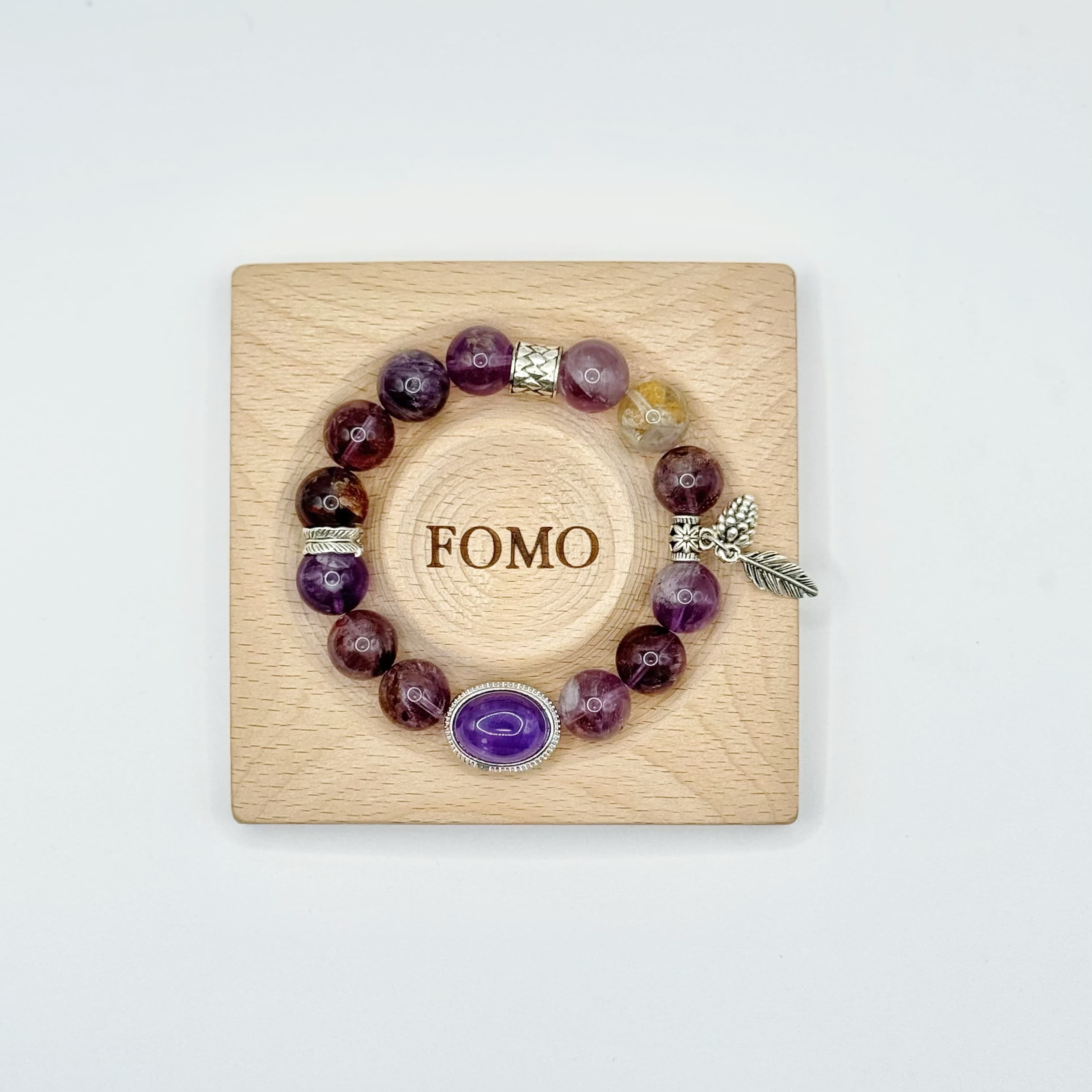 Purple Phantom Quartz and Amethyst Bracelet