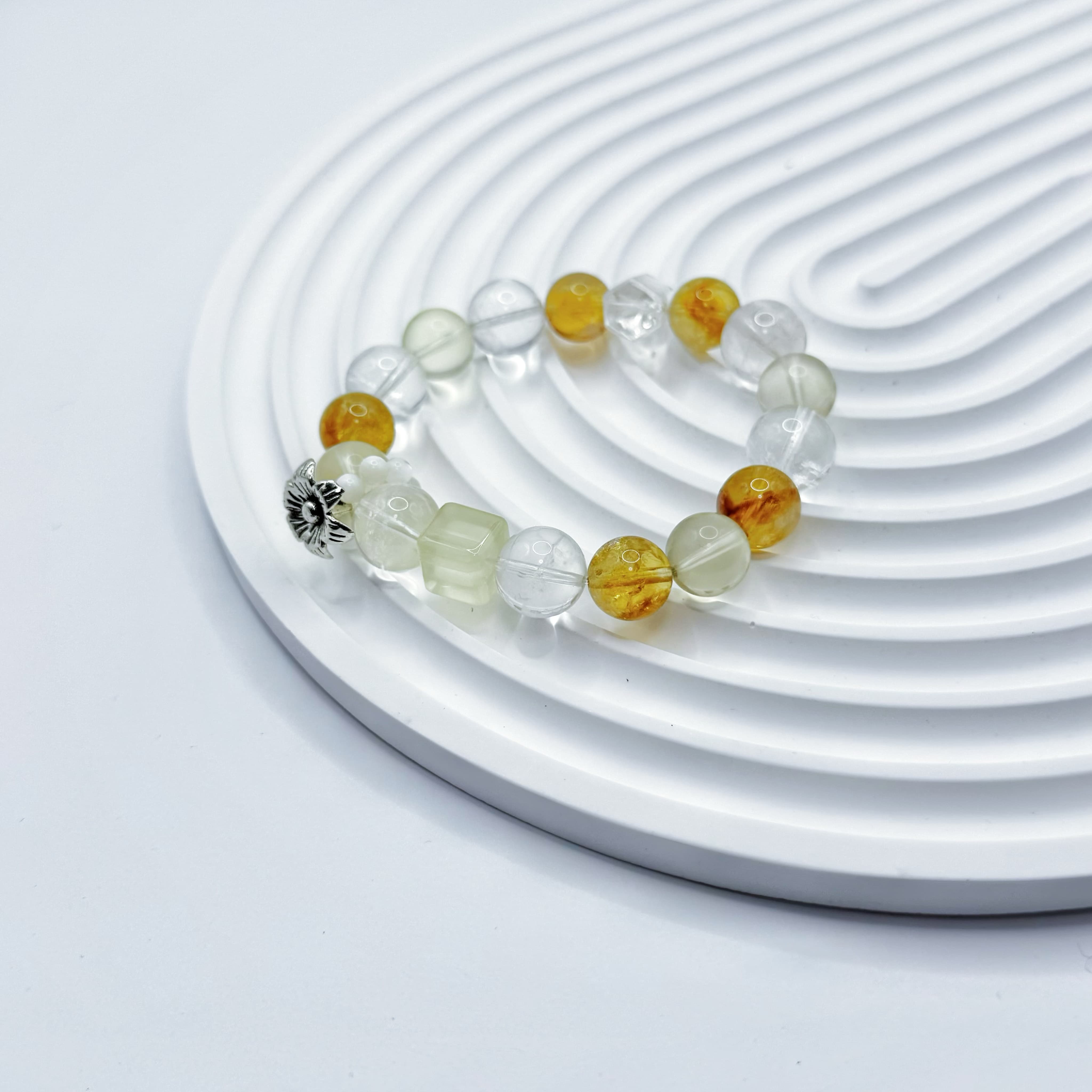 Yellow Creastly and Lemon Quartz Bracelet with Phantom Quartz