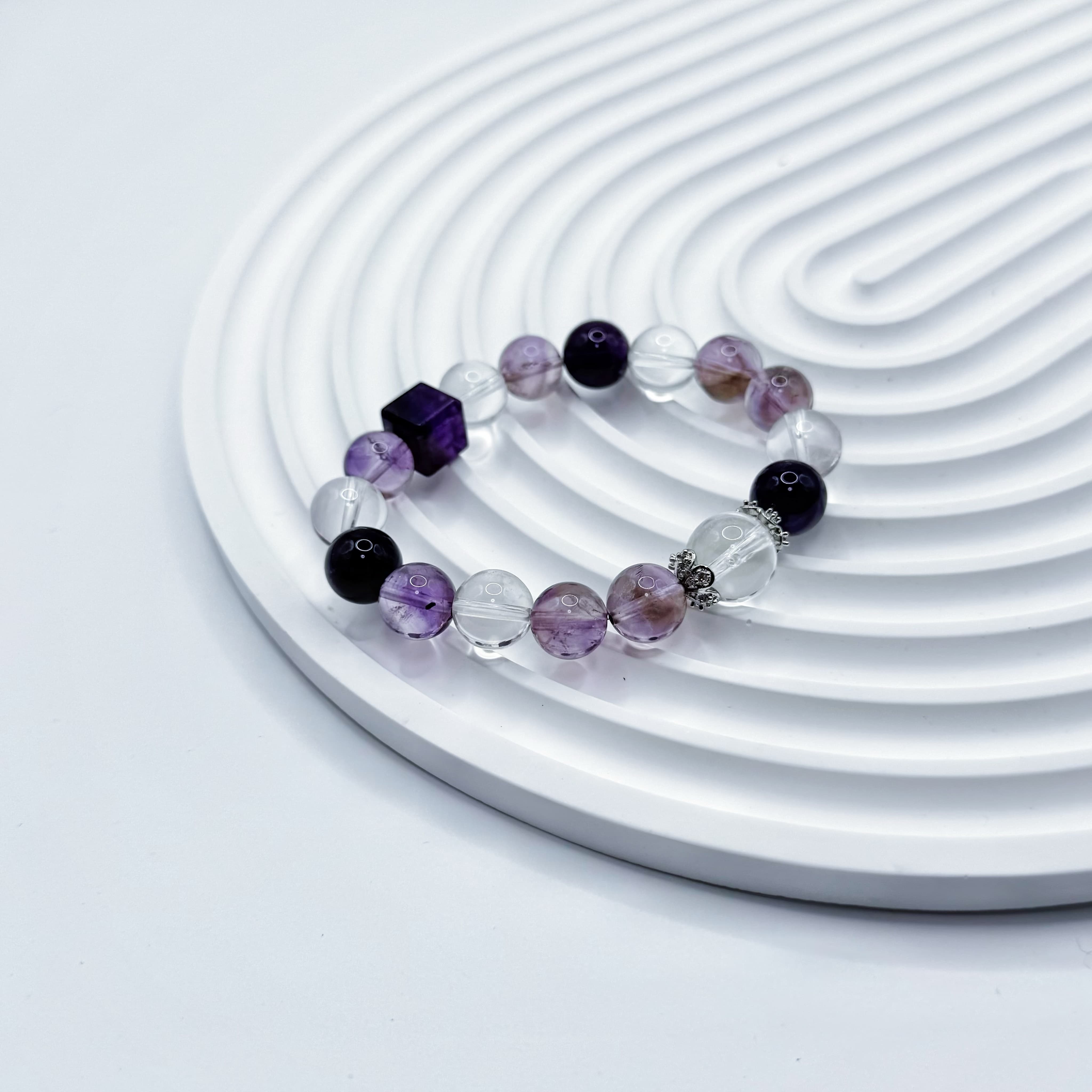 Uruguayan and Bolivian Amethyst Bracelet with Clear Quartz