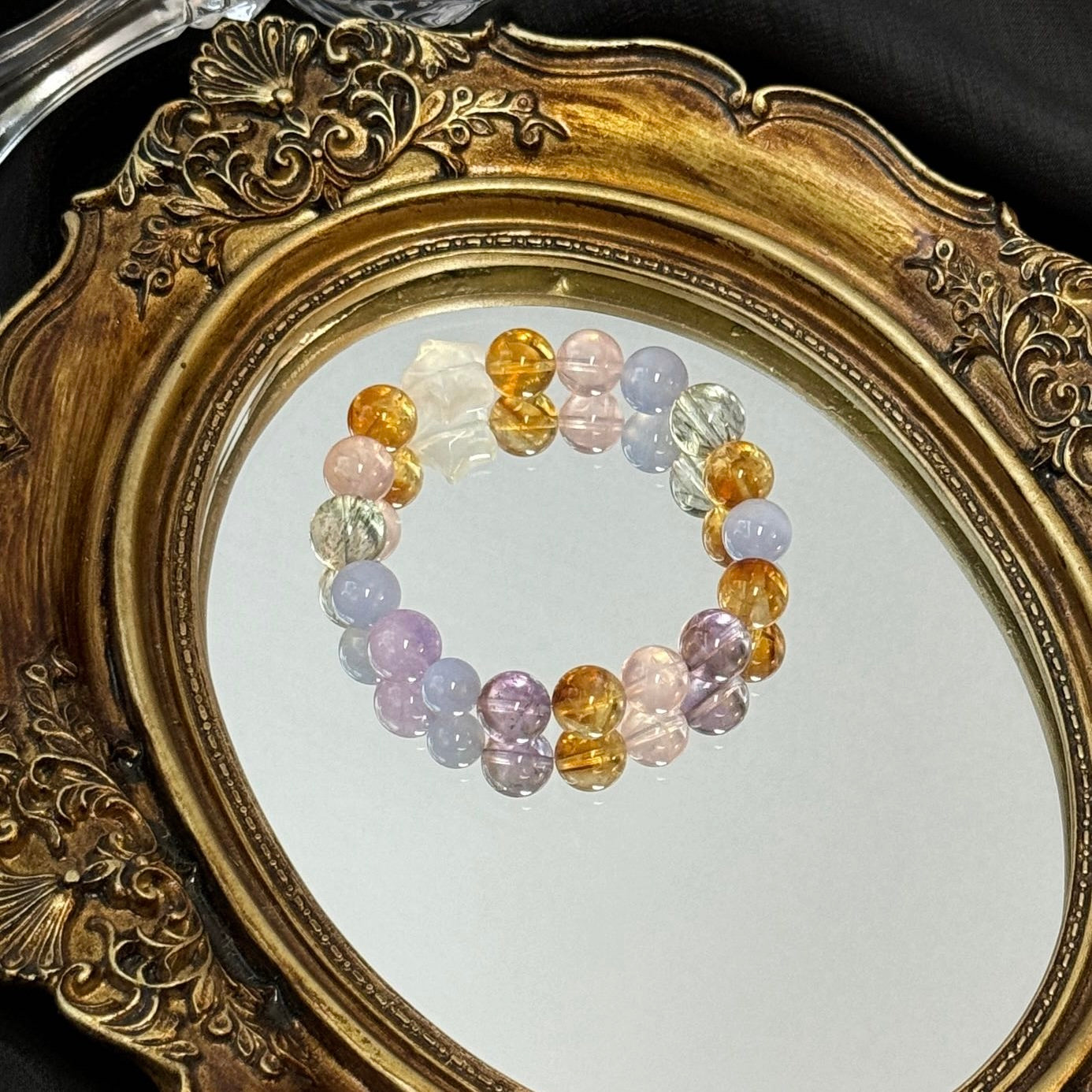 Citrine and Rose Quartz Bracelet with Blue Agate